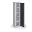 Schmaler Werkstatt-Werkzeugschrank KOVOS, 4 Fachböden, geschweißt, gelocht, 505 x 600 x 1950 mm, Graphit