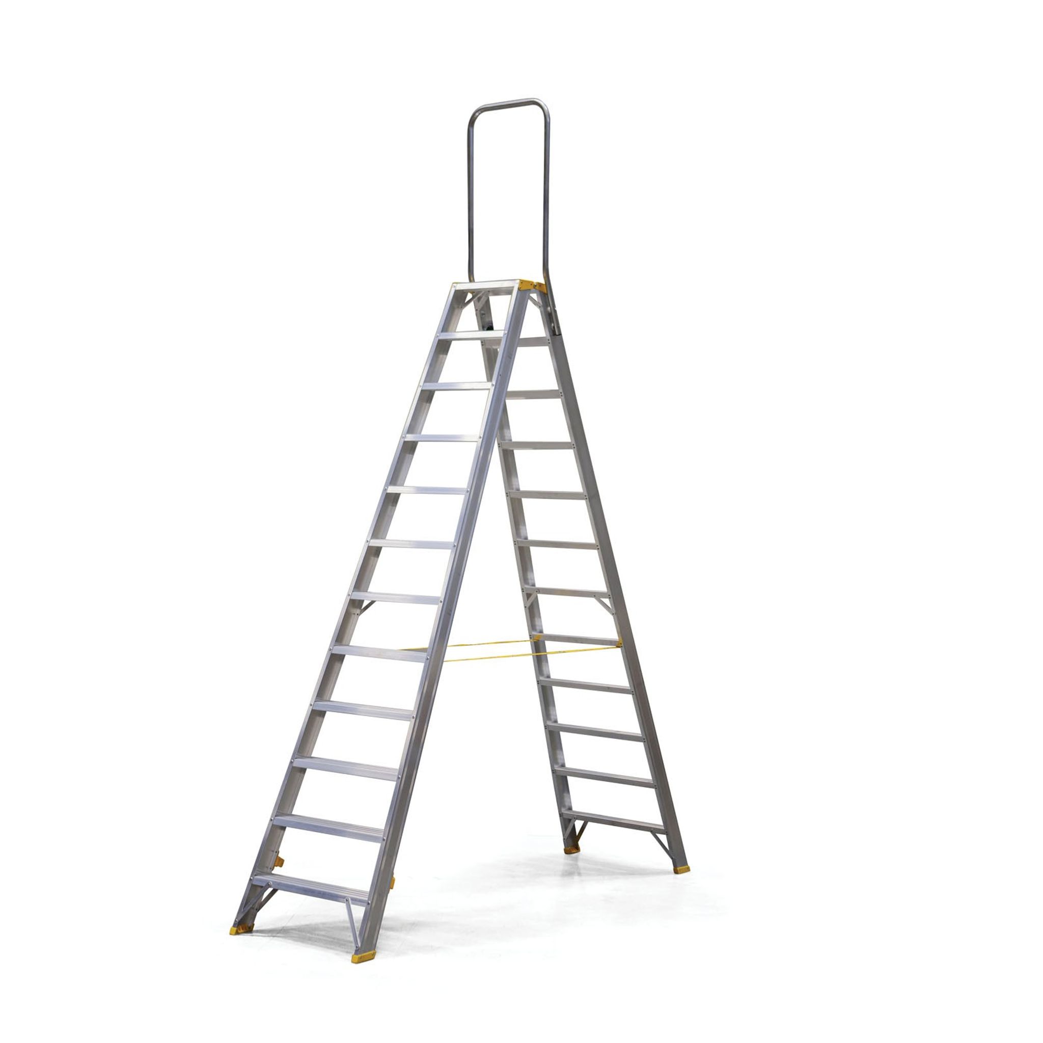 Schodki aluminiowe dwustronne ALVE FORTE z uchwytem, 2x12 stopni, wysokość 2,55 m