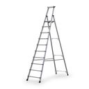 Schody aluminiowe jednostronne PROFI z półką, 1x10 stopni, wysokość 2,44 m