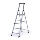 Schody aluminiowe jednostronne PROFI z półką, 1x5 stopni, wysokość 1,18 m