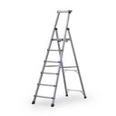Schody aluminiowe jednostronne PROFI z półką, 1x6 stopni, wysokość 1,43 m