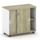 Schrank mit Rollen MIRELLI, 800 x 420 x 750 mm, weiß / Eiche sonoma