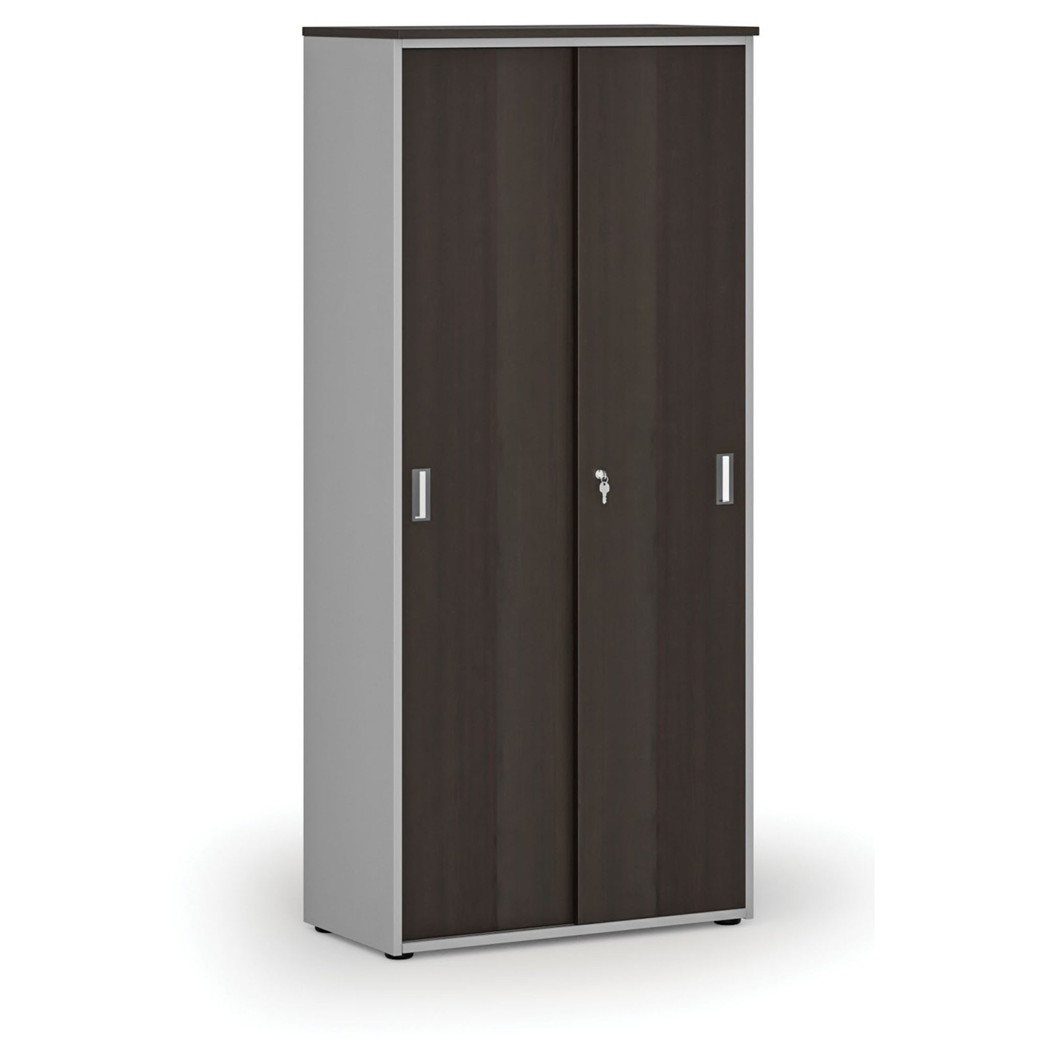 Schrank mit Schiebetür PRIMO GRAY, 1781 x 800 x 420 mm, grau/Wenge
