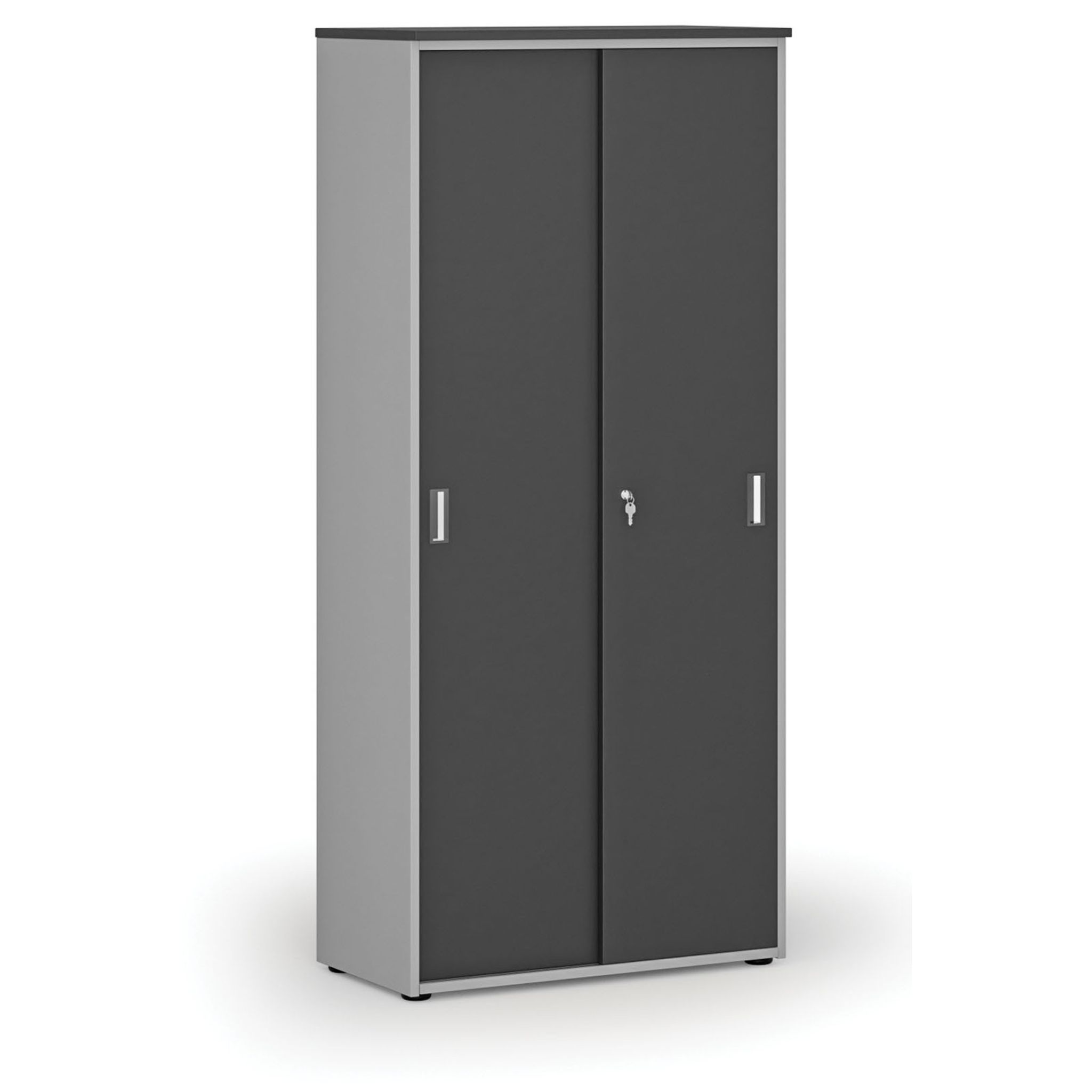 Schrank mit Schiebetür PRIMO GRAY, 800 x 420 x 1781 mm, grau/Graphit