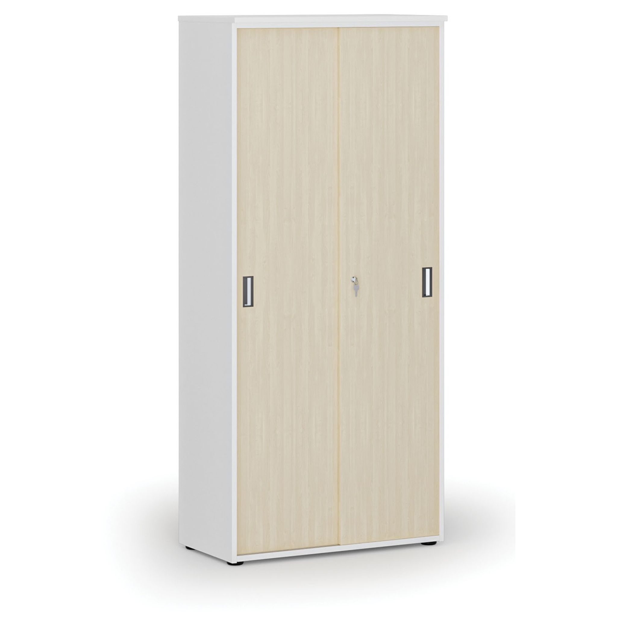 Schrank mit Schiebetür PRIMO WHITE, 1781 x 800 x 420 mm, Weiß/Birke