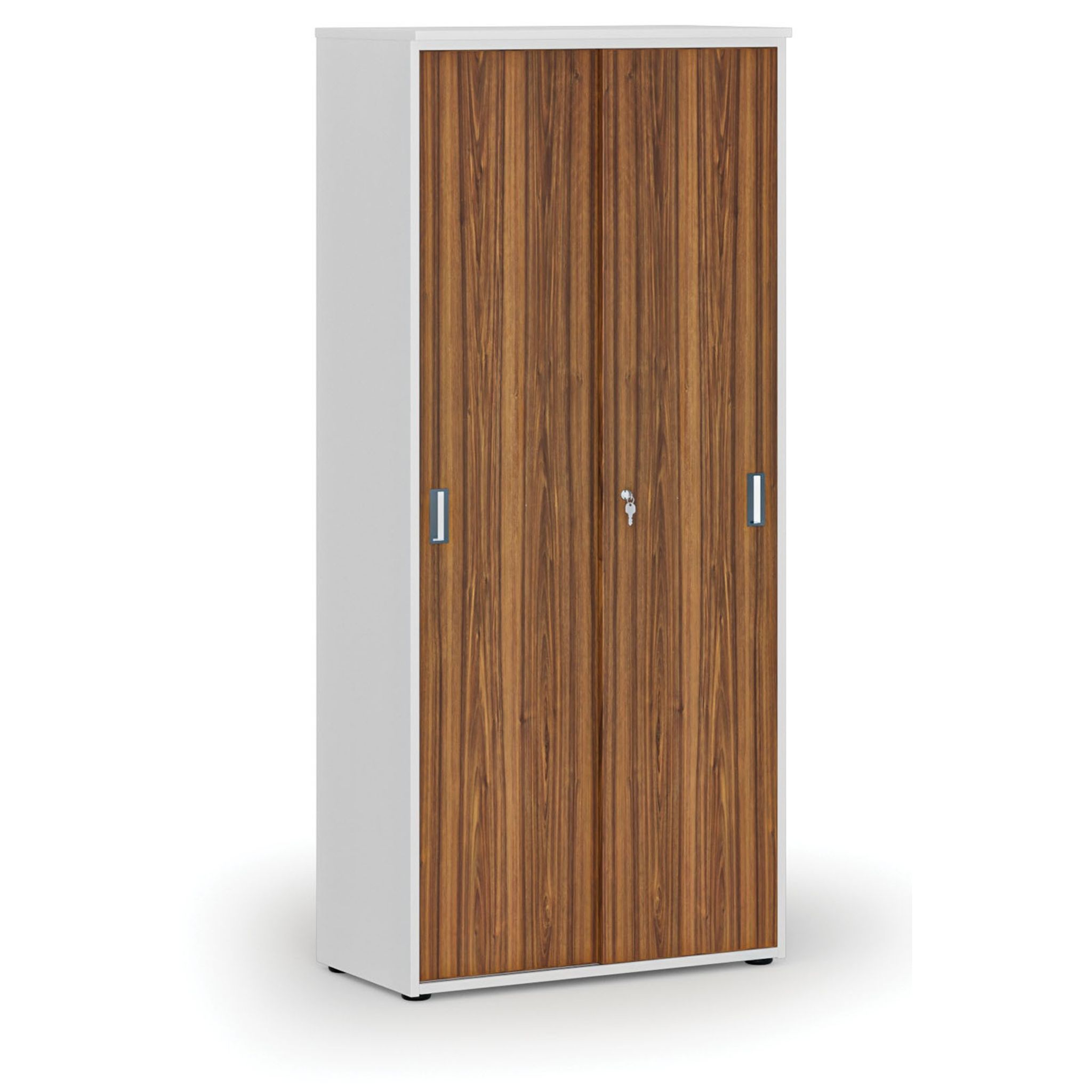 Schrank mit Schiebetür PRIMO WHITE, 1781 x 800 x 420 mm, Weiß/Nussbaum