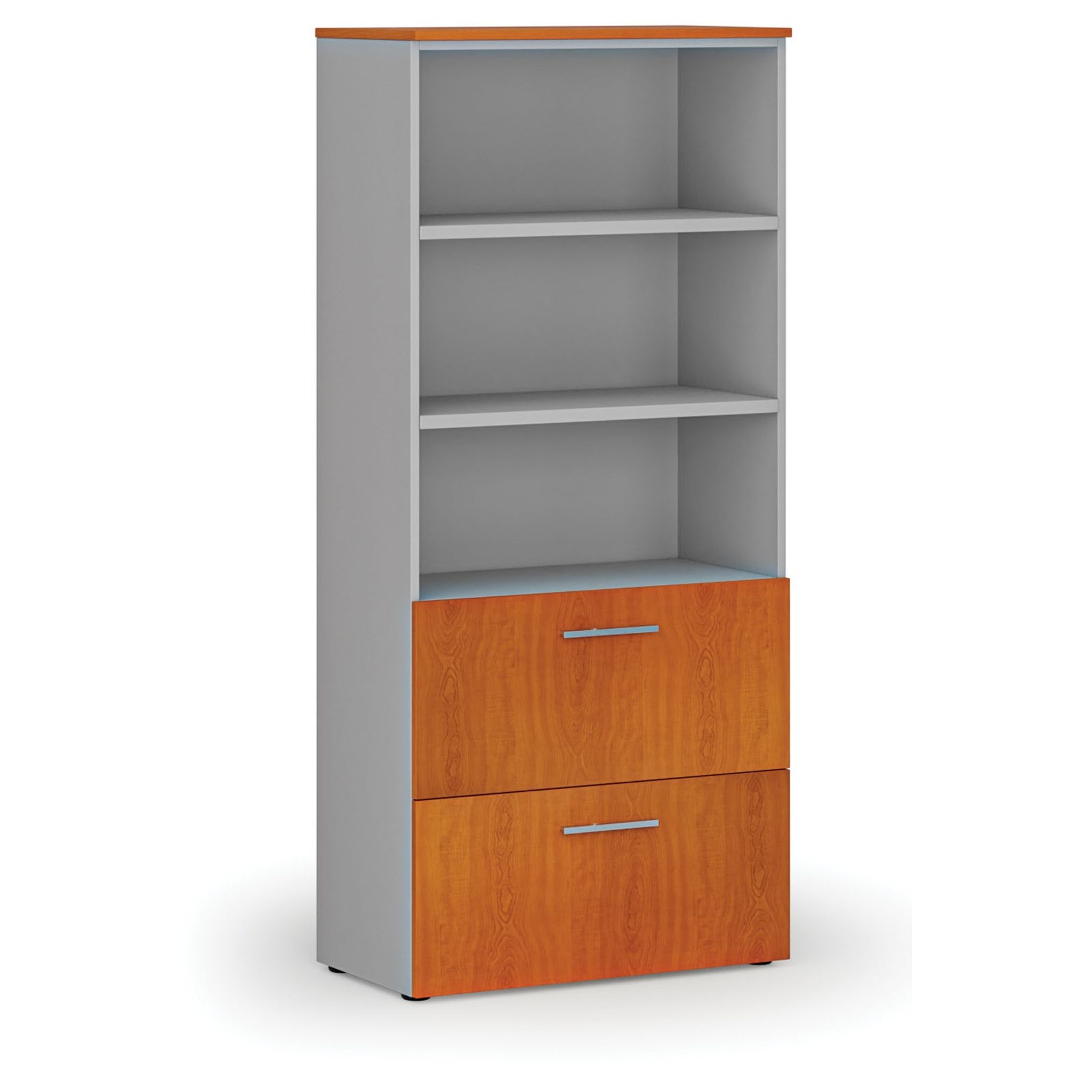 Schrank mit Schubladen für Hängerordner PRIMO GRAY, 800 x 420 x 1781 mm, grau/Kirsche