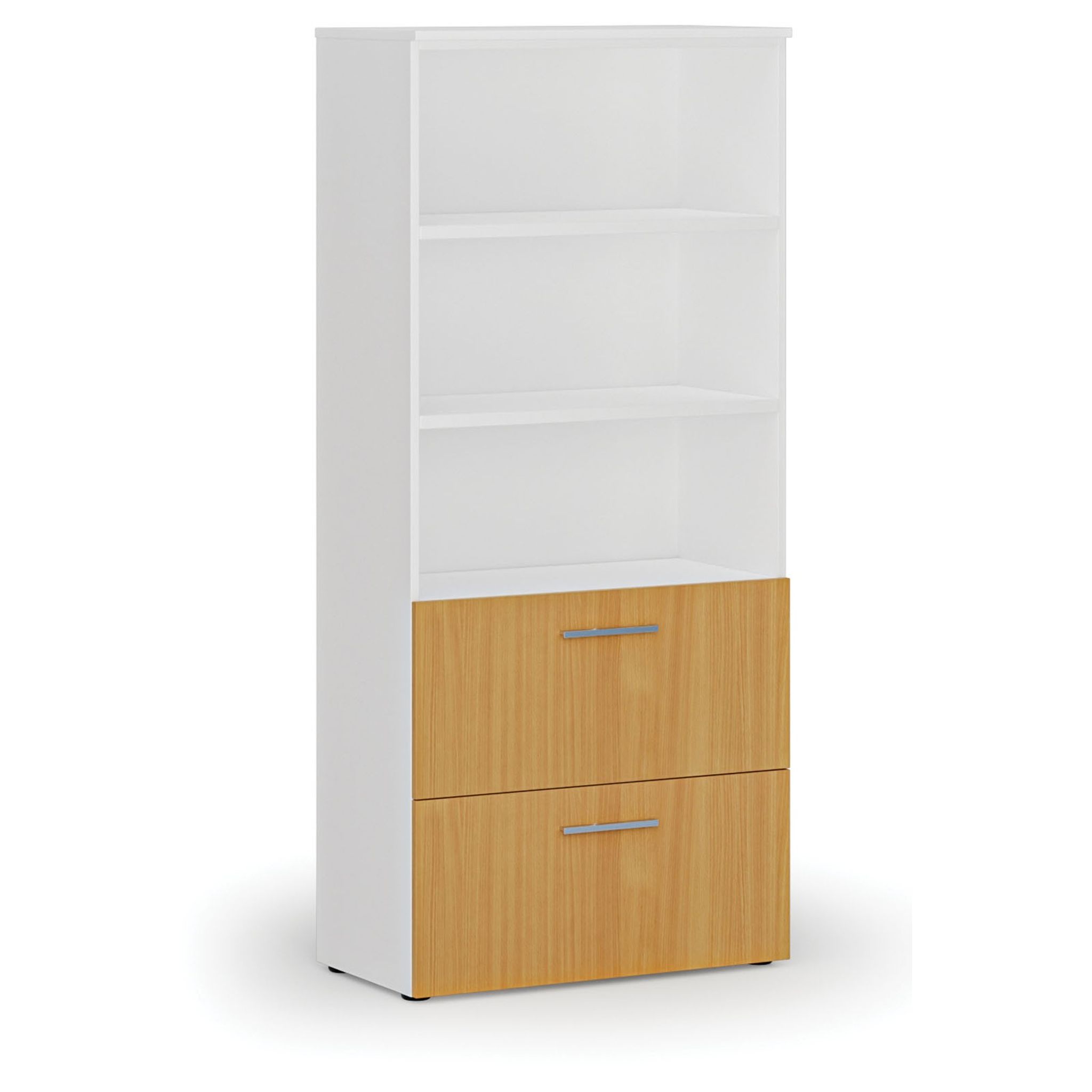 Schrank mit Schubladen für Hängerordner PRIMO WHITE, 800 x 420 x 1781 mm, Weiß/Buche