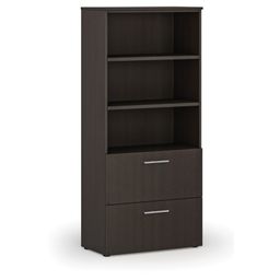 Schrank mit Schubladen für Hängerordner PRIMO WOOD, 1781 x 800 x 420 mm, Wenge, mit Schubladen