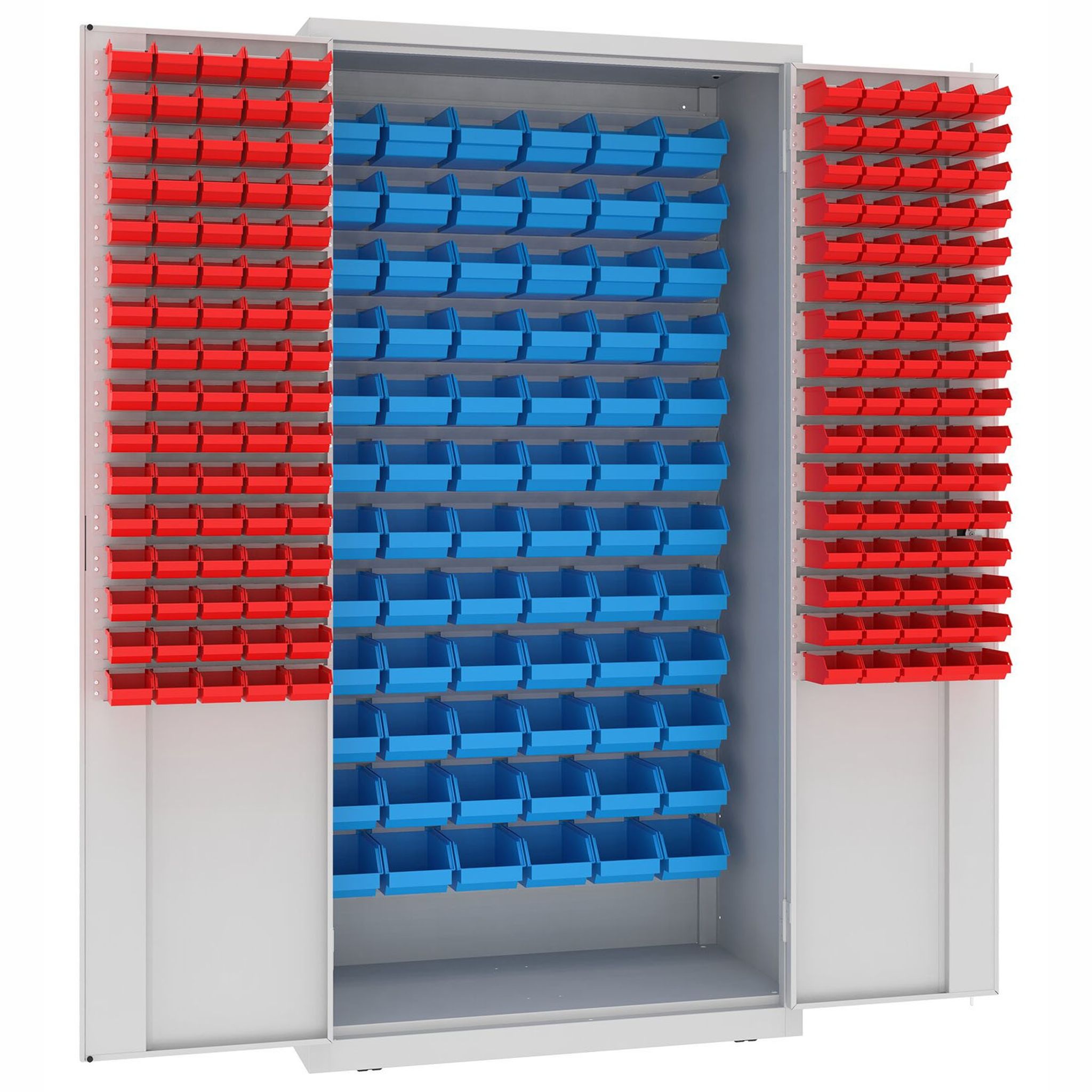 Schrank mit Sichtlagerkästen BASIC - 1000 x 500 x 1990 mm, 72 + 160 Kästen
