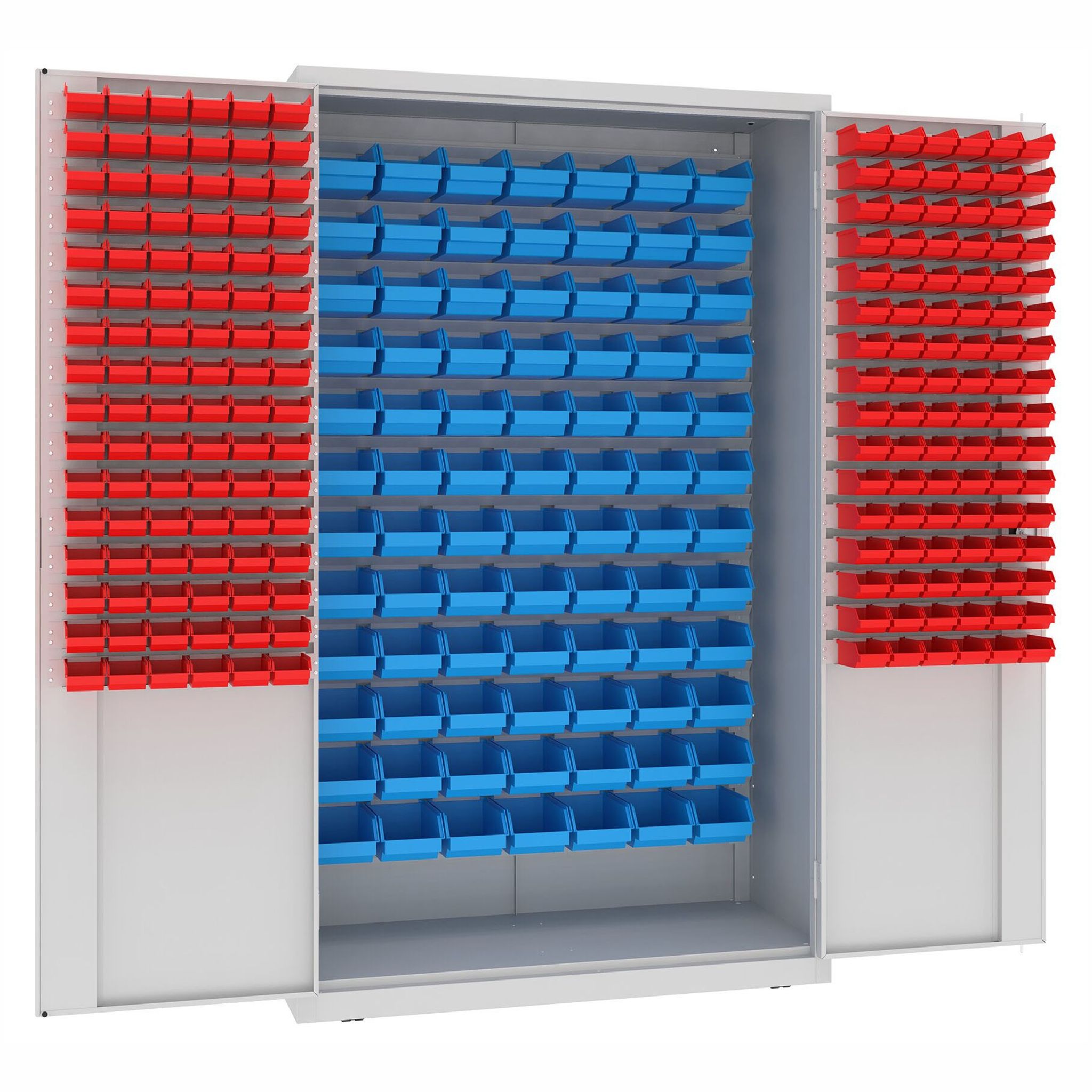 Schrank mit Sichtlagerkästen BASIC - 1200 x 500 x 1990 mm, 84 + 192 Kästen
