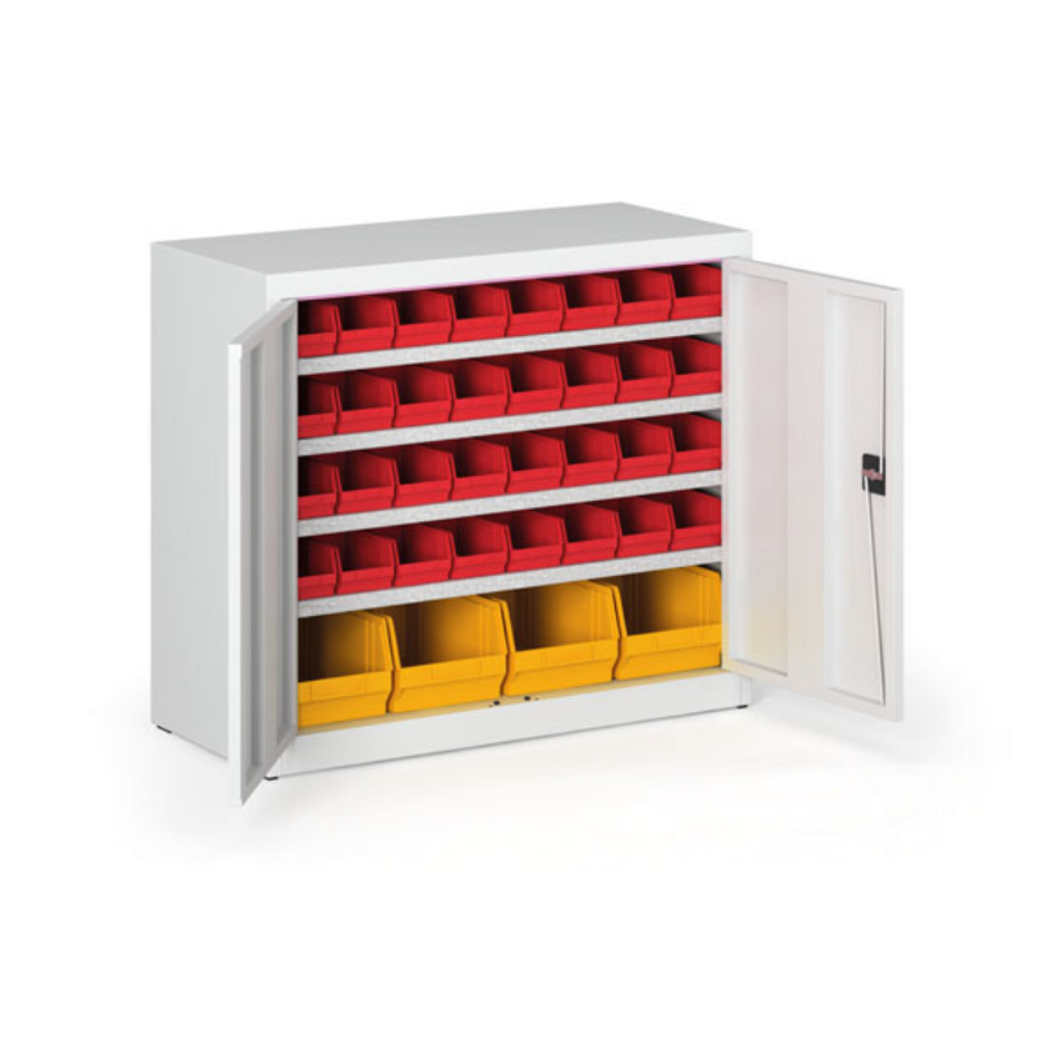 Schrank mit Sichtlagerkästen BASIC - 800 x 400 x 920 mm, 32x A, 4x C