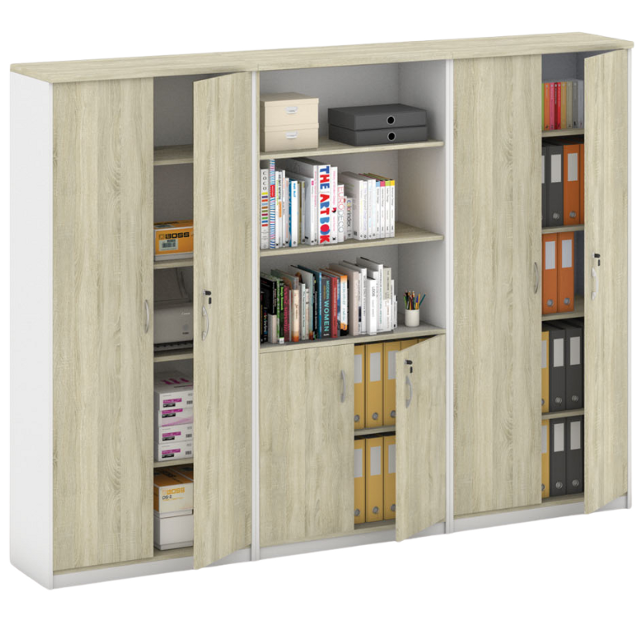 Schrank-Set MIRELLI A+, Typ VII – Weiß/Sonoma Eiche