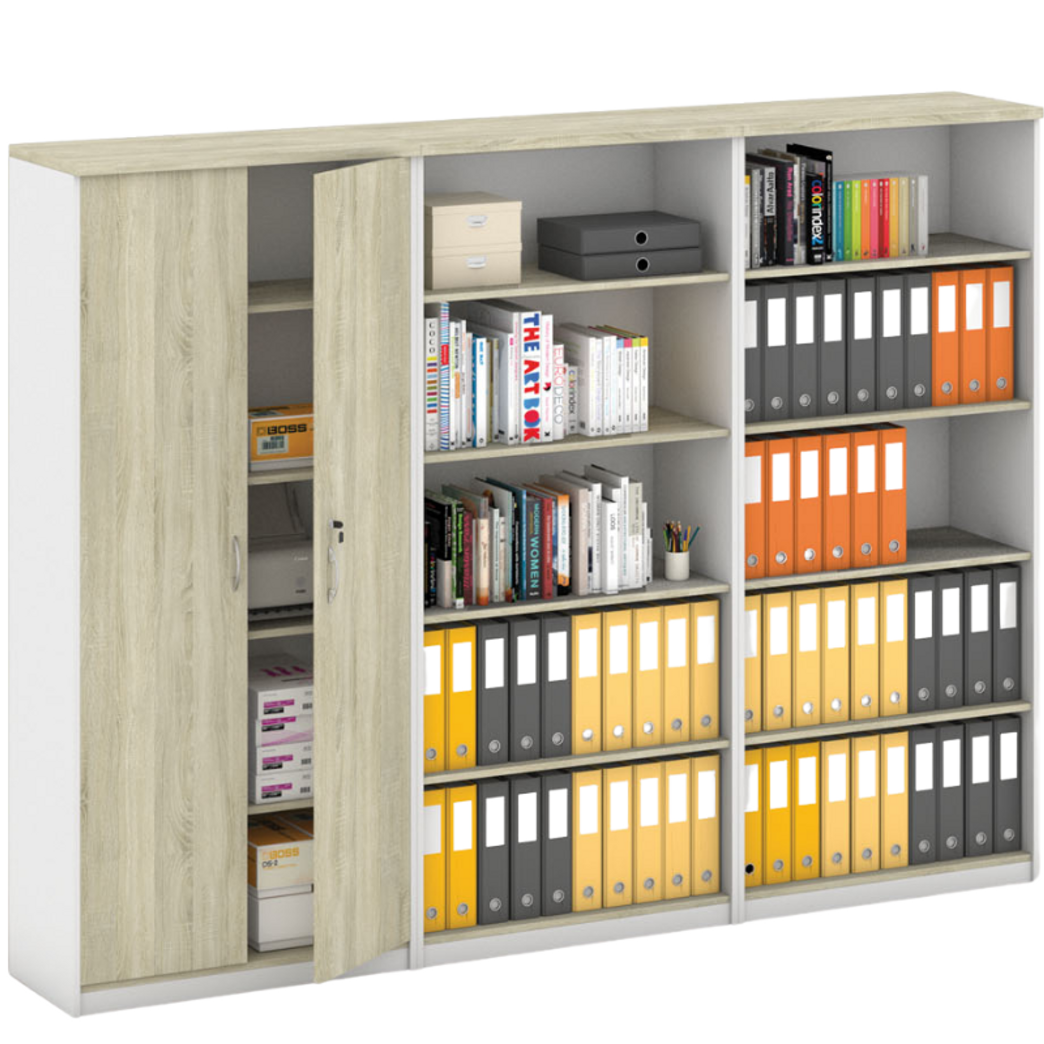 Schrank-Set MIRELLI A+, Typ VIII – Weiß/Sonoma Eiche