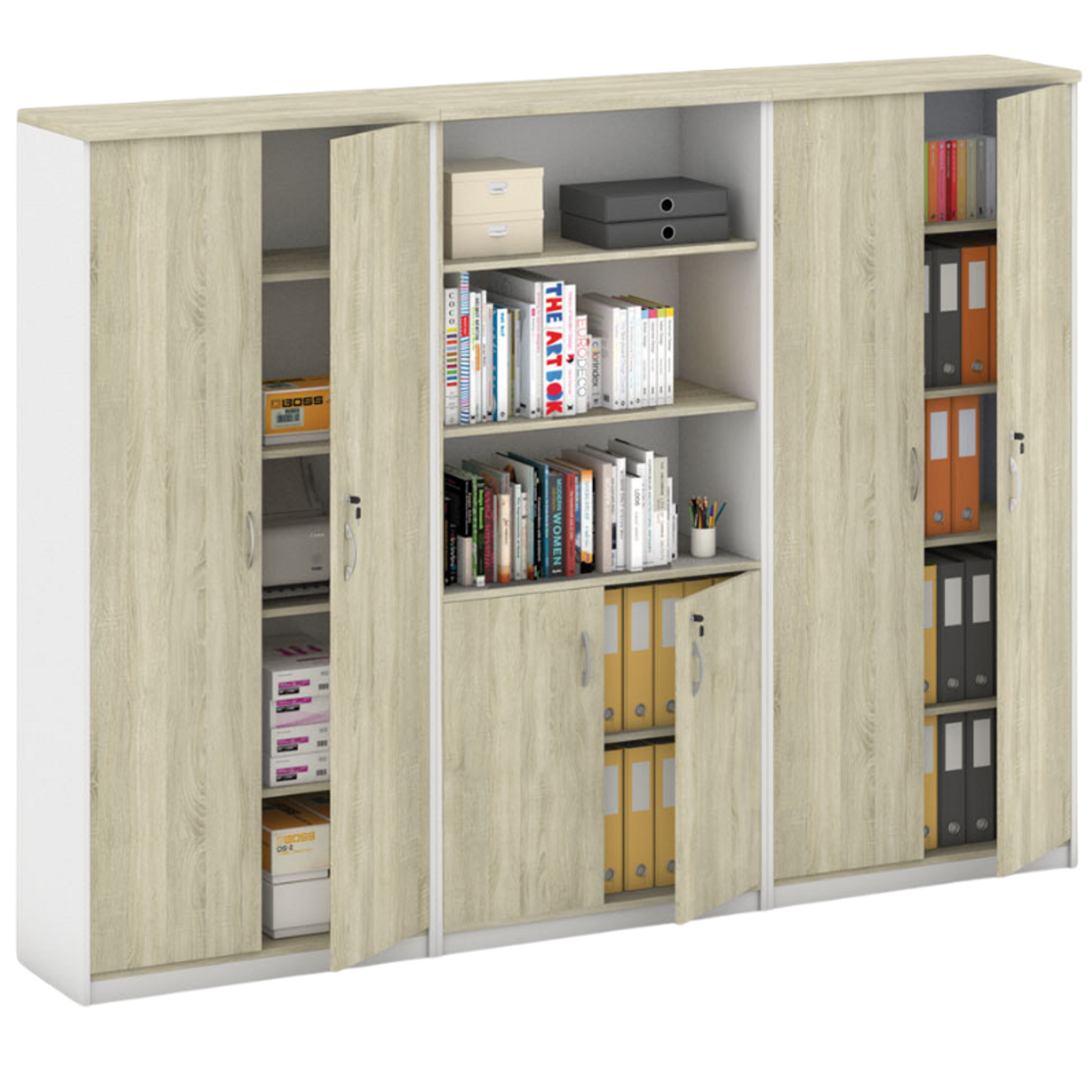 Schrank-Set MIRELLI, Typ VII – Weiß/Sonoma Eiche