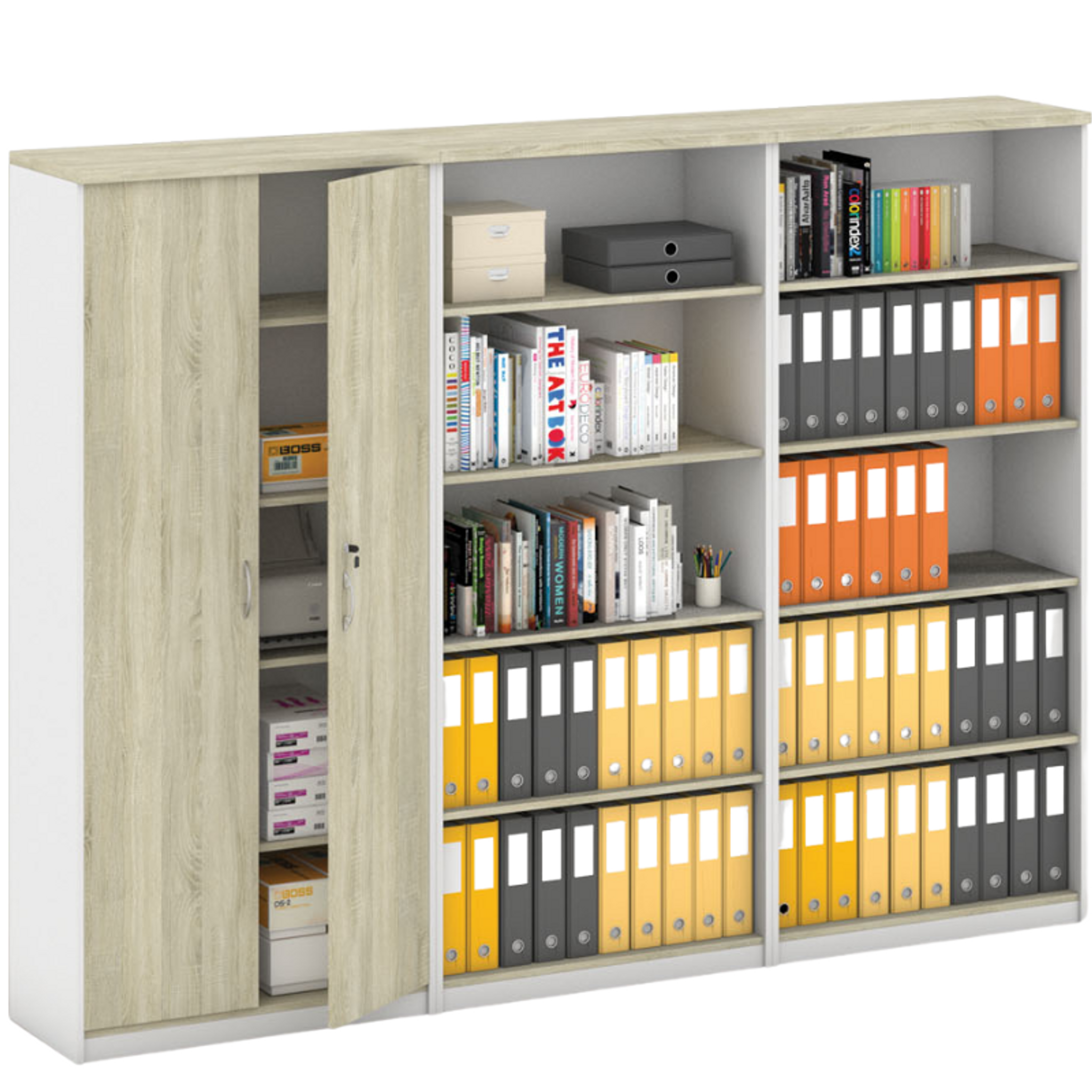 Schrank-Set MIRELLI, Typ VIII – Weiß/Sonoma Eiche