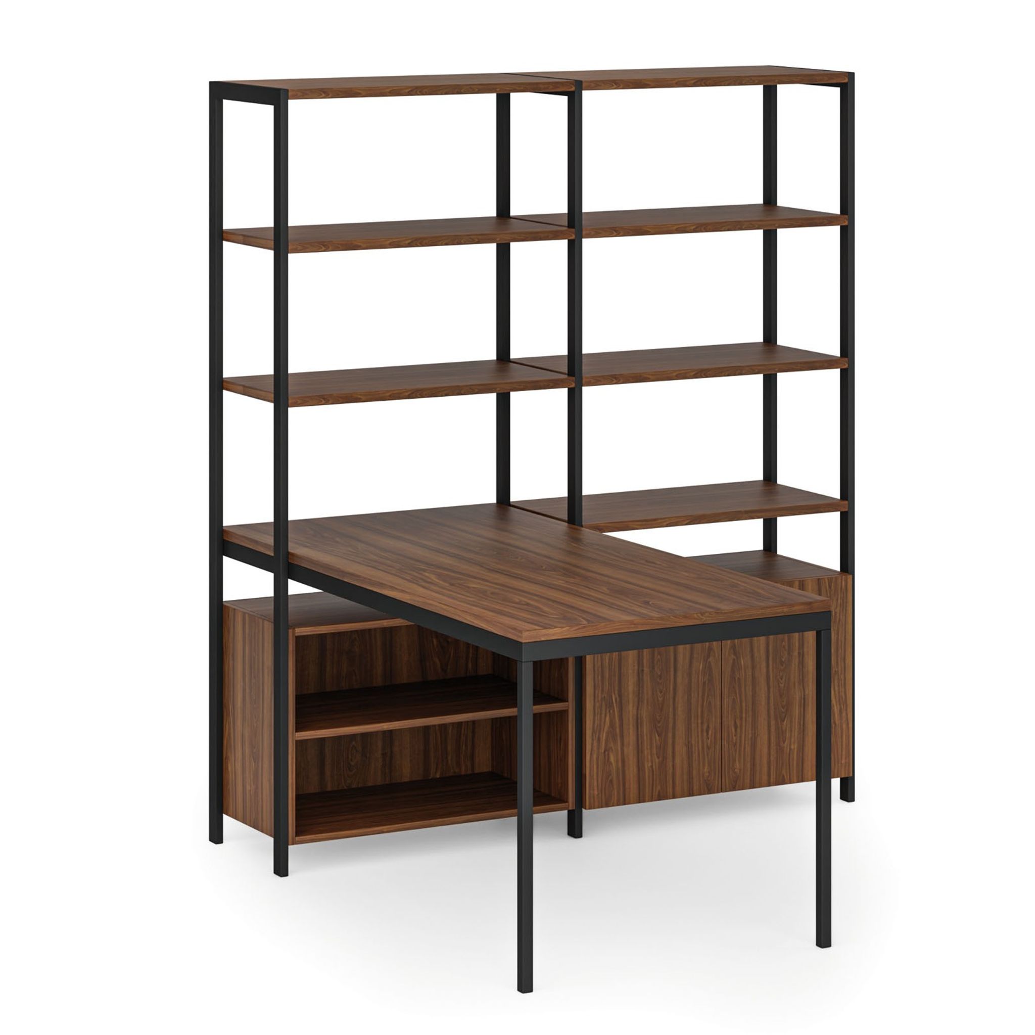 Schreibtisch mit Einlegeböden HOME OFFICE, schwarz/Nussbaum