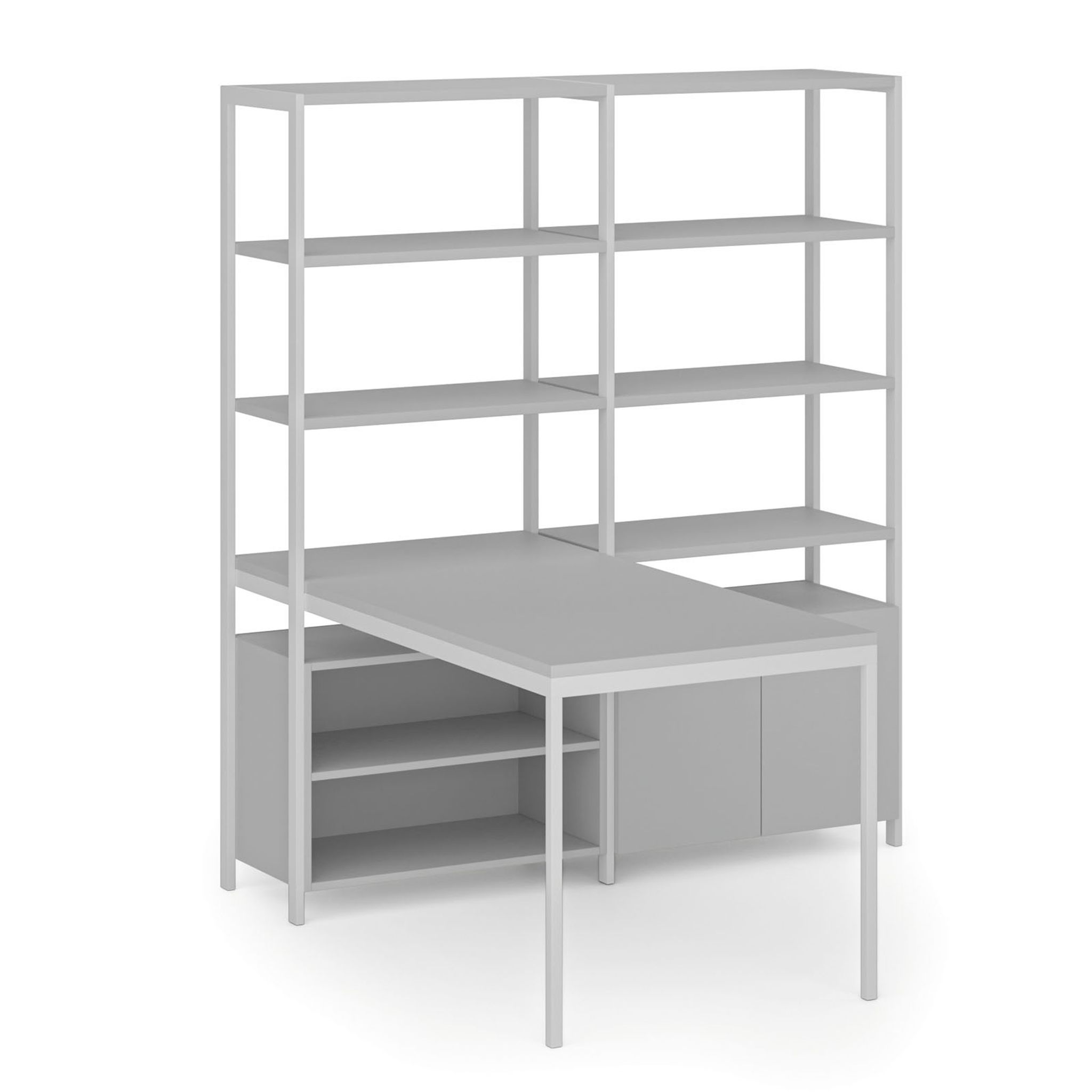 Schreibtisch mit Einlegeböden HOME OFFICE, weiß/grau