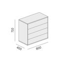 Schreibtisch-Unterschrank, Büro-Sideboard BLOCK White, 4 Schubladen