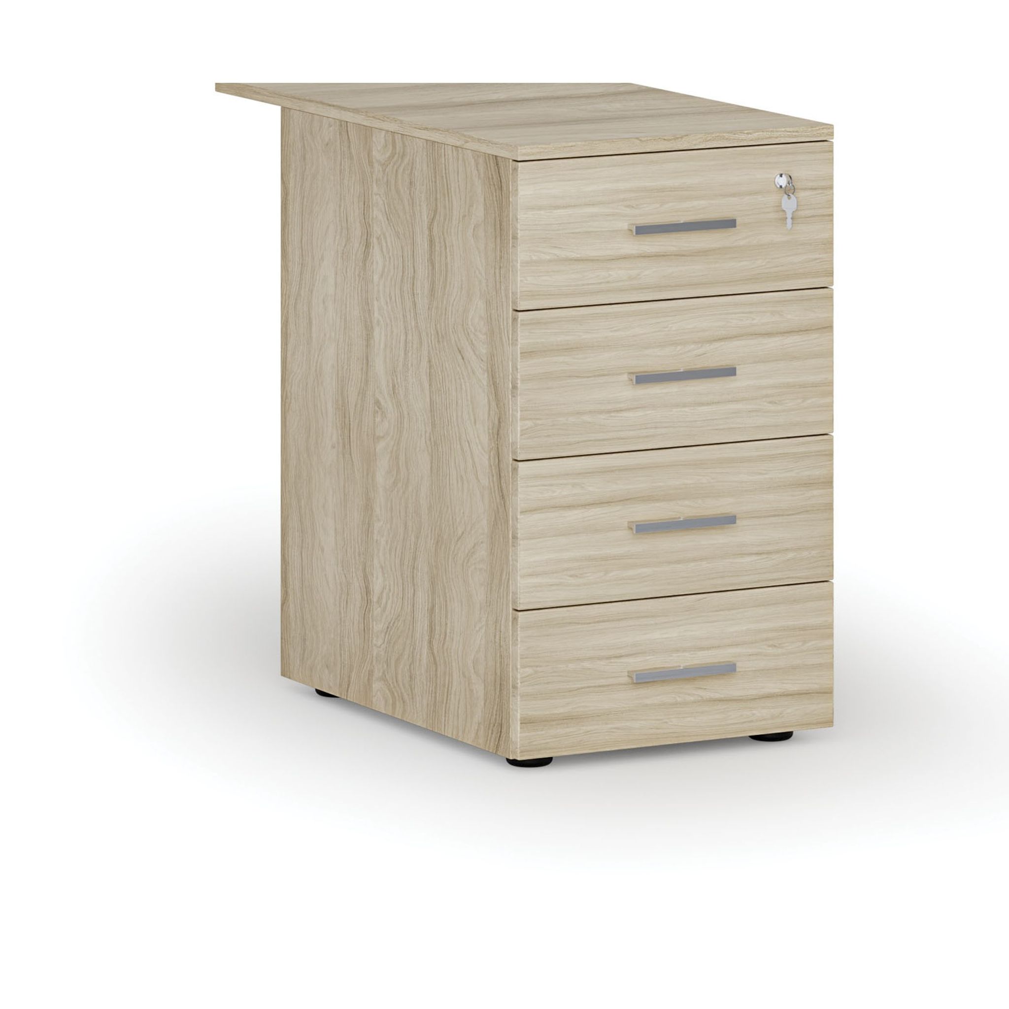 Schreibtischcontainer PRIMO WOOD, 4 Schubladen, Eiche natur