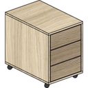 Schreibtischcontainer, Rollcontainer LAYERS, 3 Schubladen, versammelt, 400 x 600 x 575 mm, Eiche natur / Eiche gebeizt