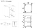 Schreibtischcontainer, Rollcontainer MIRELLI A+, 4 Schubladen, Birke