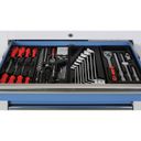 Schubladen-Werkstattbox für G2-Arbeitsplatte, 4 Schubladen, 680 x 455 x 910 mm, blau