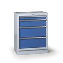 Schubladen-Werkstattbox für G2-Arbeitsplatte, 4 Schubladen, 680 x 455 x 910 mm, blau
