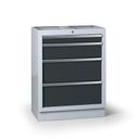 Schubladen-Werkstattbox für G2-Arbeitsplatte, 4 Schubladen, 680 x 455 x 910 mm, Graphit