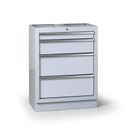 Schubladen-Werkstattbox für G2-Arbeitsplatte, 4 Schubladen, 680 x 455 x 910 mm, grau