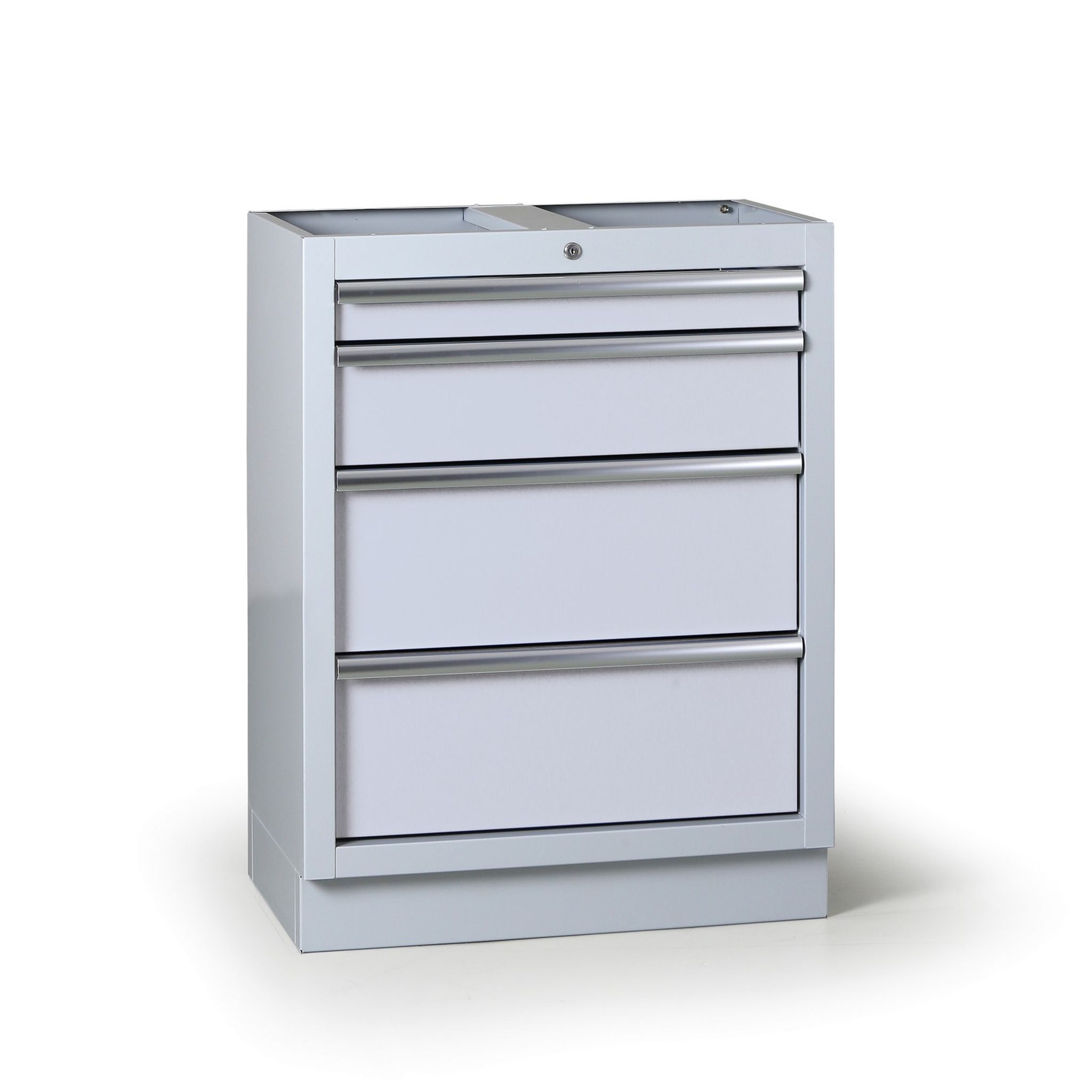Schubladen-Werkstattbox für G2-Arbeitsplatte, 4 Schubladen, 680 x 455 x 910 mm, grau