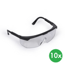 Schutzbrille, klar, verstellbare Füße, 10er Pack