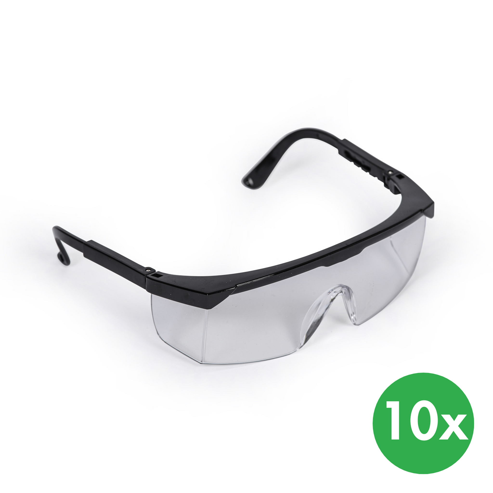 Schutzbrille, klar, verstellbare Füße, 10er Pack