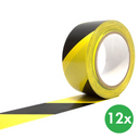 Selbstklebendes Absperrband, 12 Stk., 33 m x 50 mm, gelb/schwarz