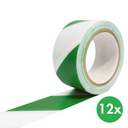 Selbstklebendes Absperrband, 12 Stk., 33 m x 50 mm, grün/weiß