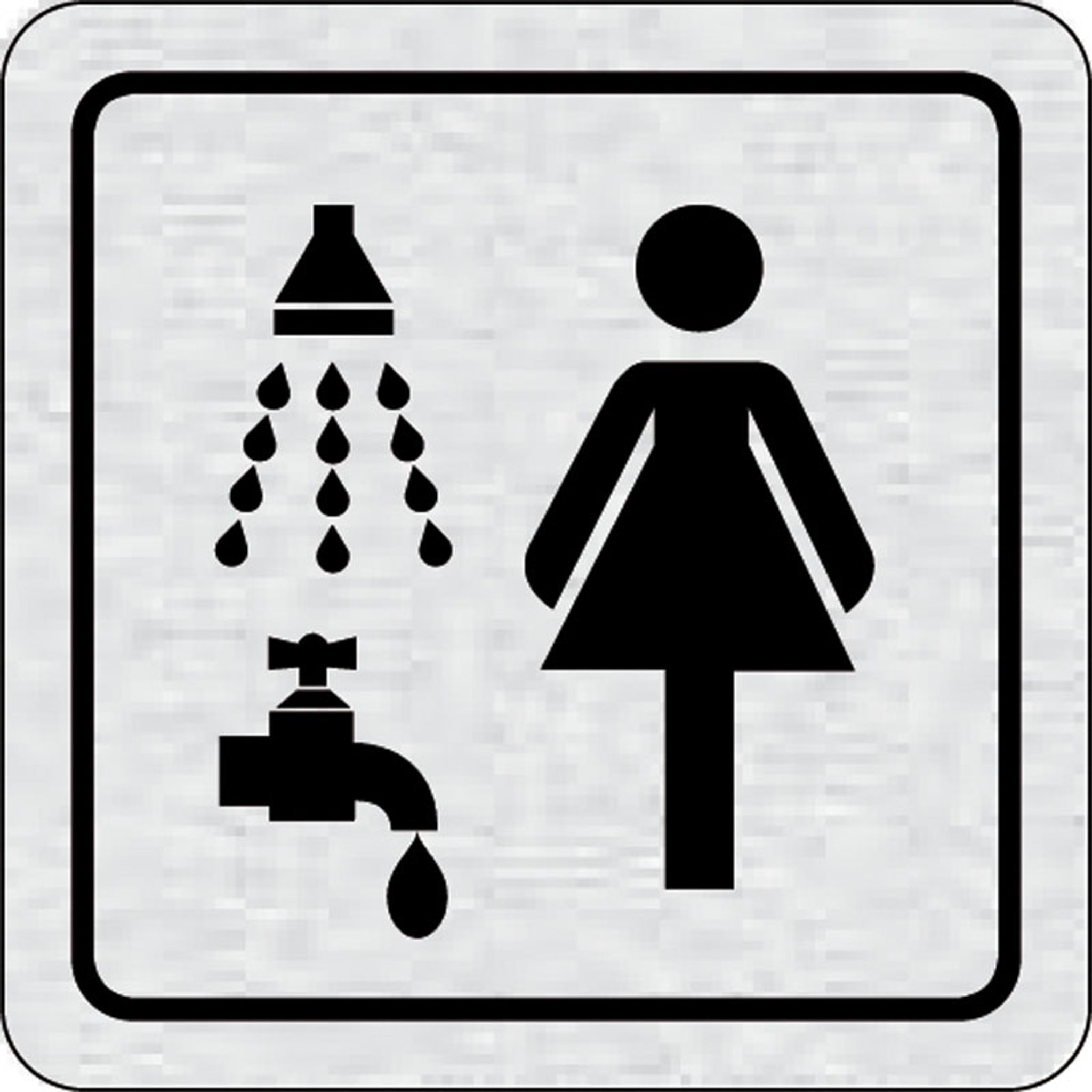 Selbstklebendes Tür-Namensschild - Waschraum mit Dusche Damen