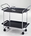 Servierwagen, 2 Etagen, Chrom/schwarz