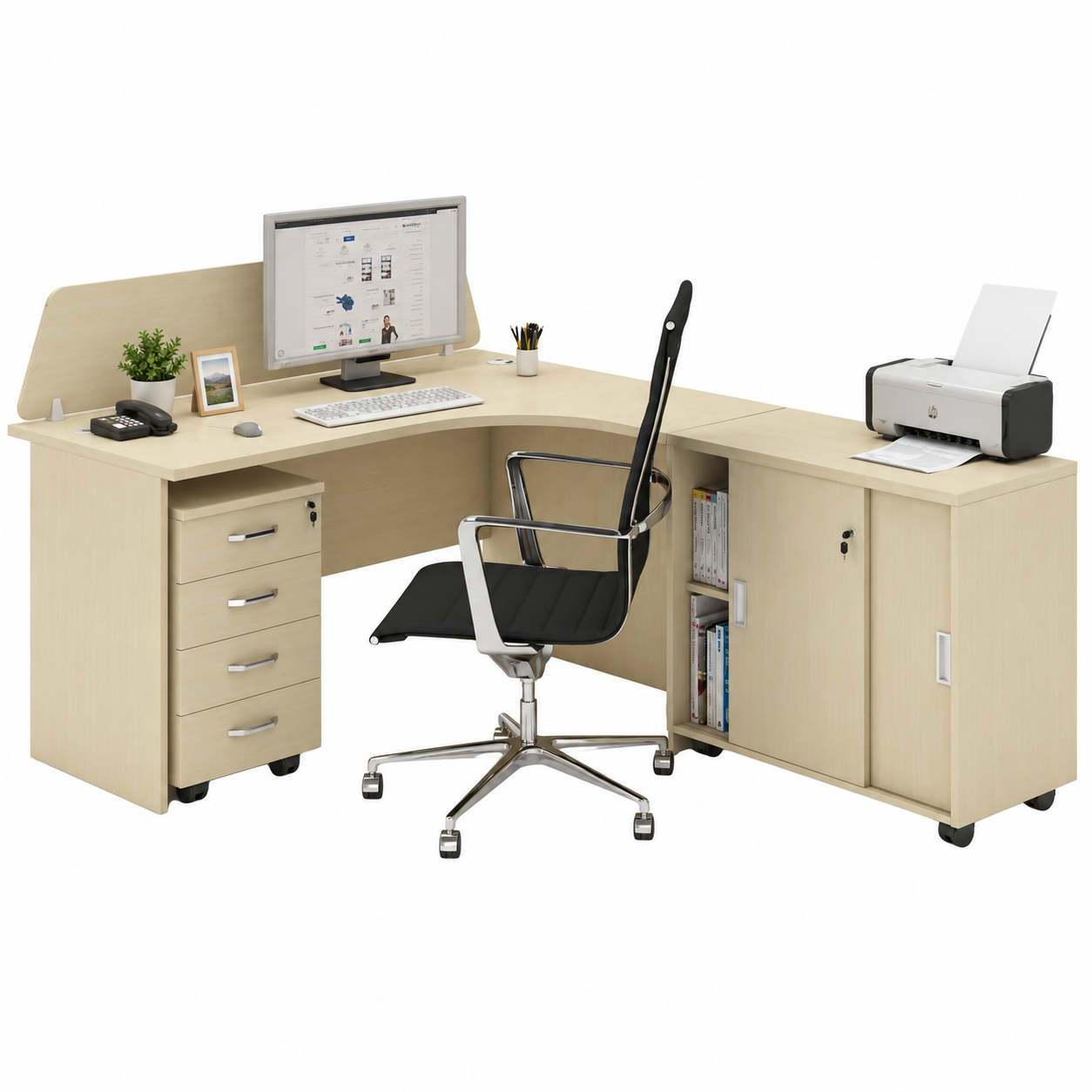Sestava kancelářského nábytku MIRENO, typ F, pravá