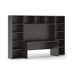 Sestavy knihoven INTEGRO se stolem, nižší, 2950 x 700/400 x 1923 mm, wenge