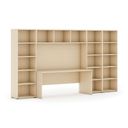 Sestavy knihoven INTEGRO se stolem, nižší/širší, 3350 x 700/400 x 1920 mm, bříza