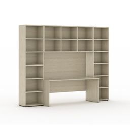 Sestavy knihoven INTEGRO se stolem, vyšší, 2950 x 700/400 x 2300 mm, dub přírodní