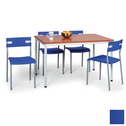 Set Esstisch 1200 m + 4 Plastikstühle LINDY blau GRATIS