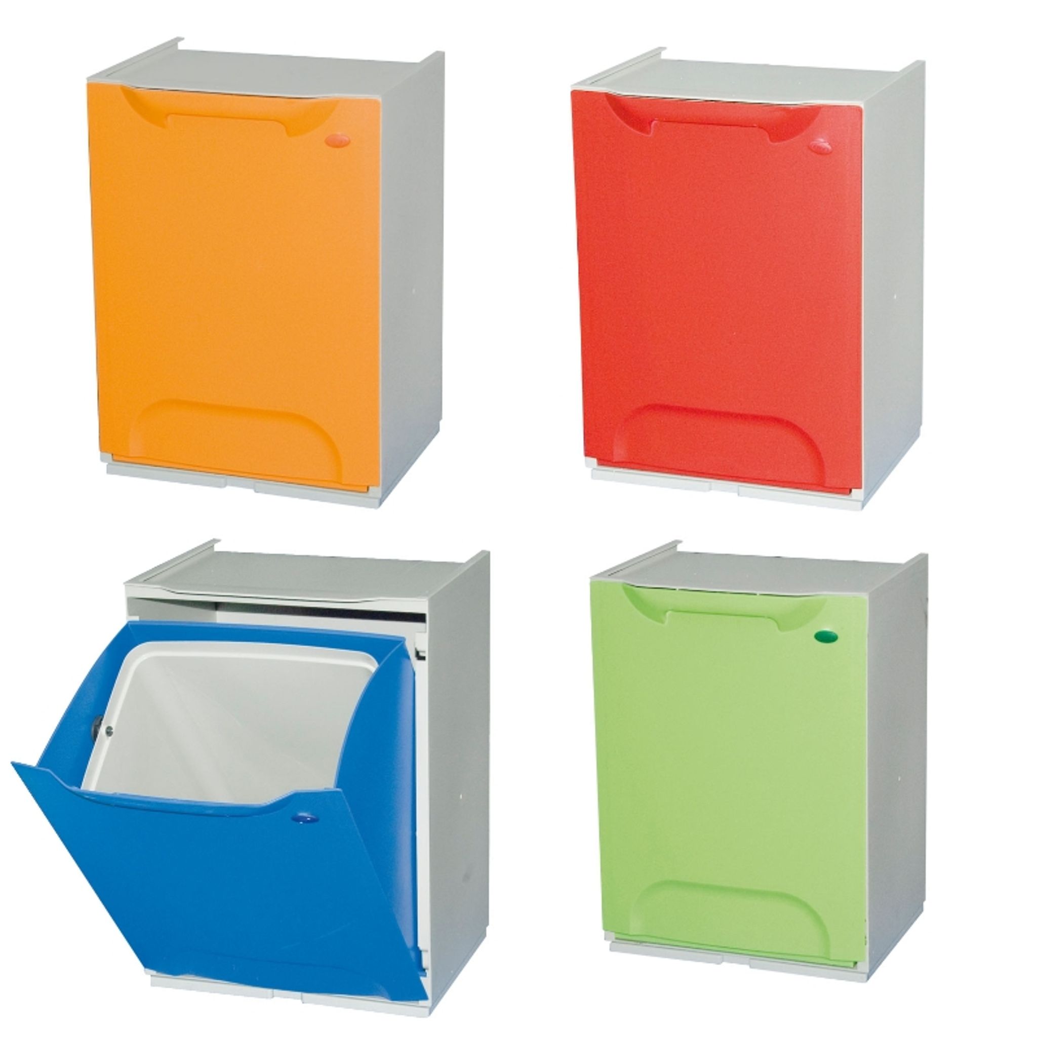 Set mit 4 plastik Mülleimer für Mülltrennung, 20 L, 340 x 290 x 470 mm