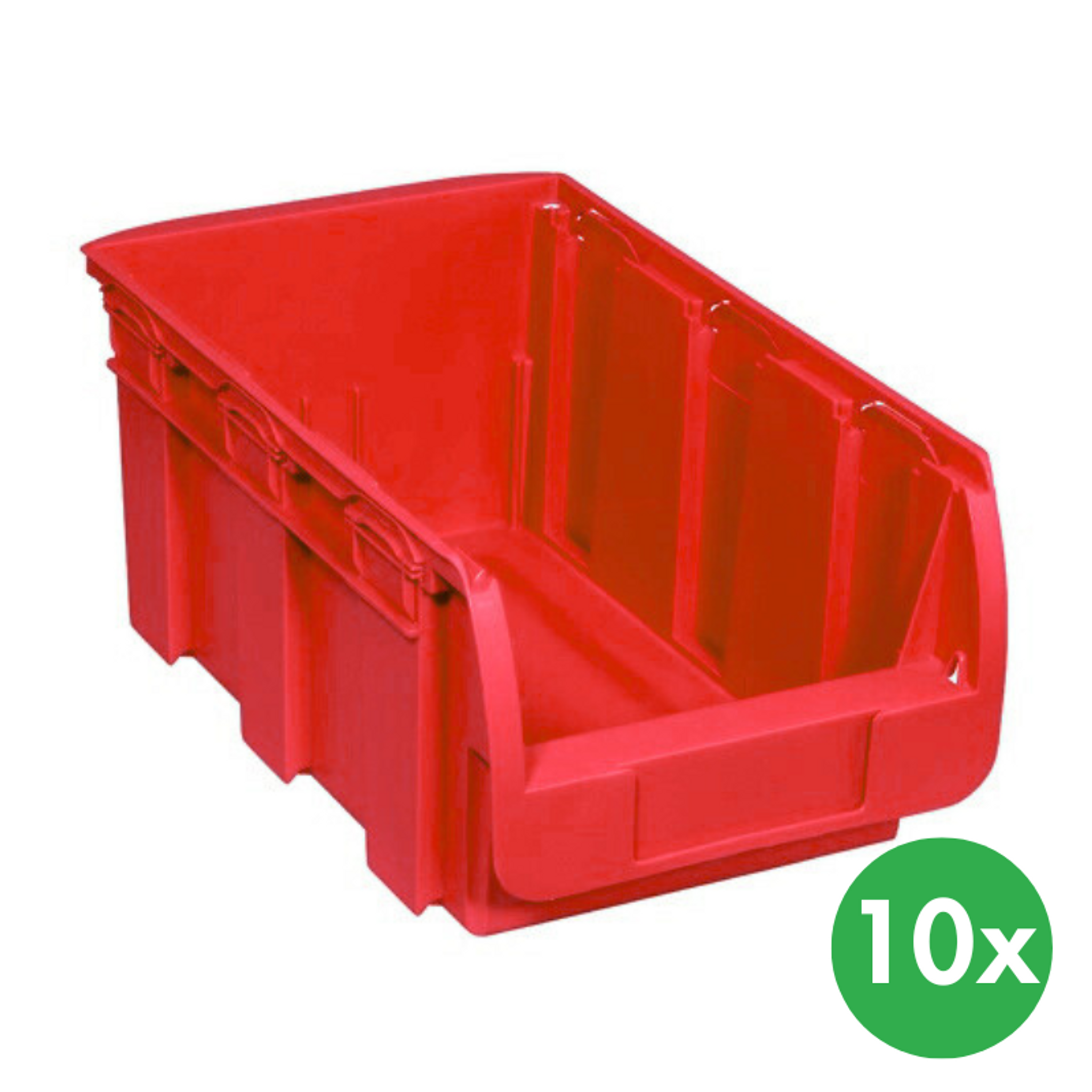 Sichtlagerkästen COMPACT, 210 x 350 x 150 mm, 10 Stk., rot