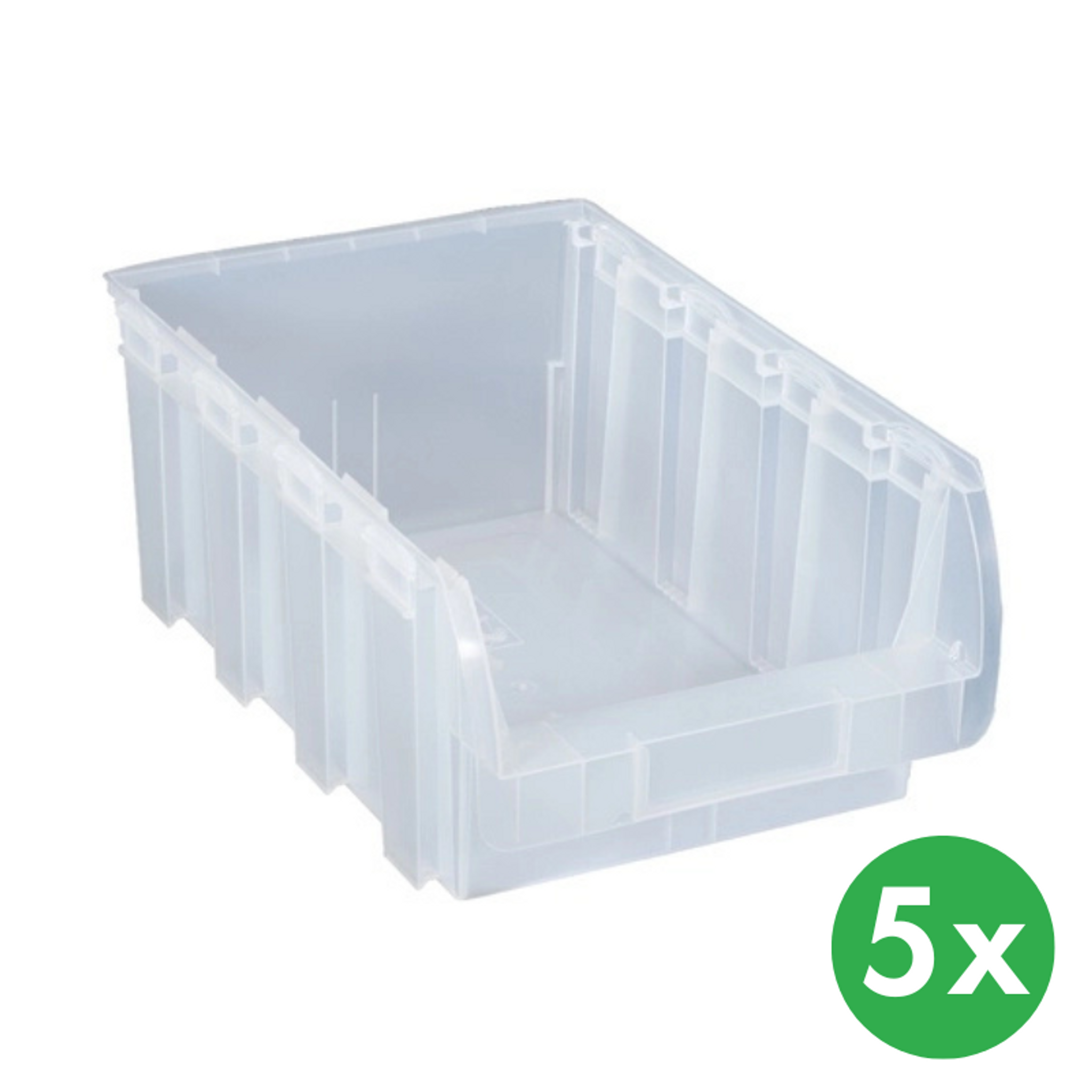 Sichtlagerkästen COMPACT, 316 x 500 x 200 mm, 5 Stk., transparent
