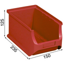 Sichtlagerkästen PLUS 3, 150 x 235 x 125 mm, rot, 24 Stk.