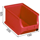 Sichtlagerkästen PLUS 3, 150 x 235 x 125 mm, rot, 24 Stk.