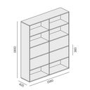 Široký kancelářský policový regál LAYERS, 4 boxy, 1582 x 400 x 1905 mm, dub přírodní / dub mořený