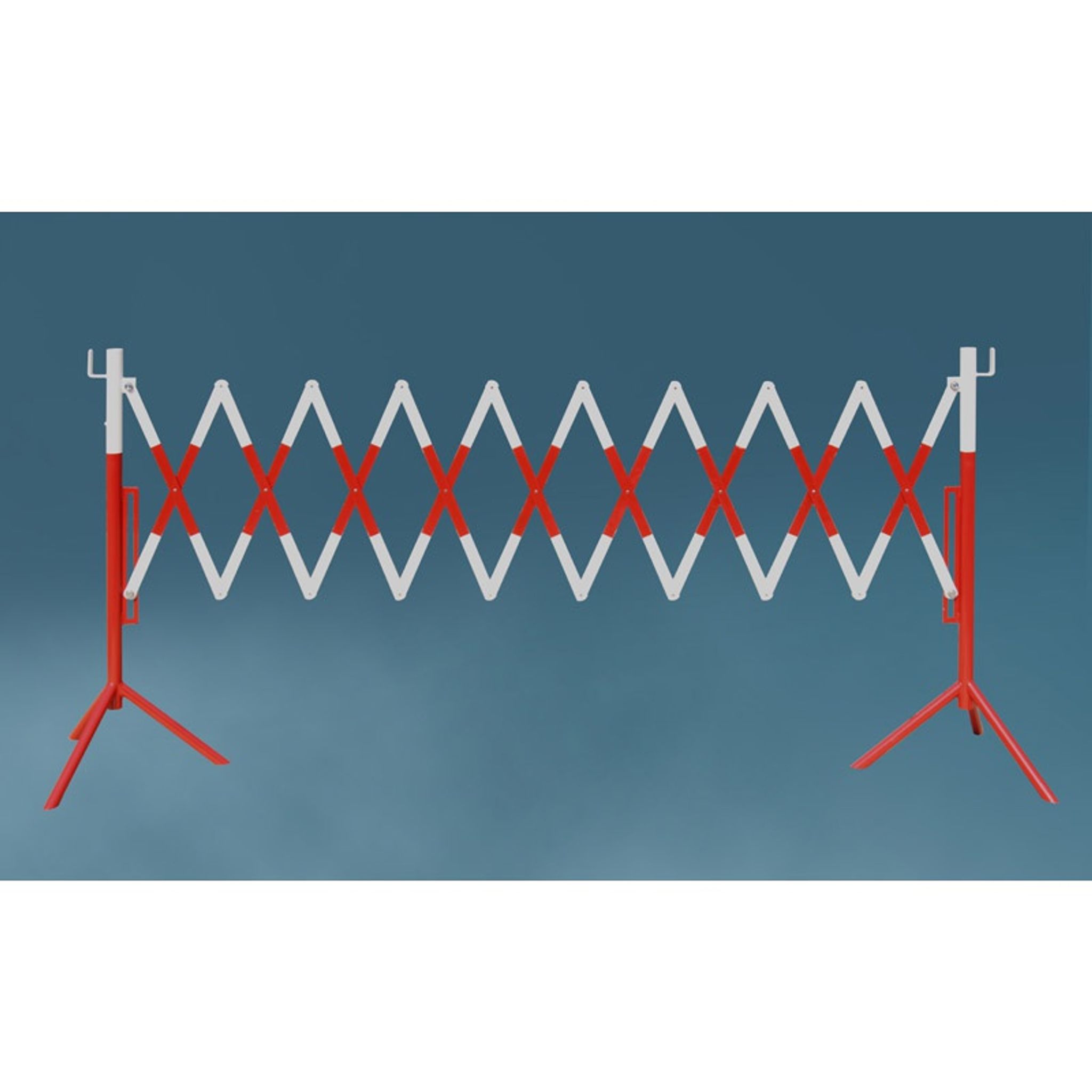 Skladacia mobilná zábrana, červeno-biela, dĺžka 5000 mm