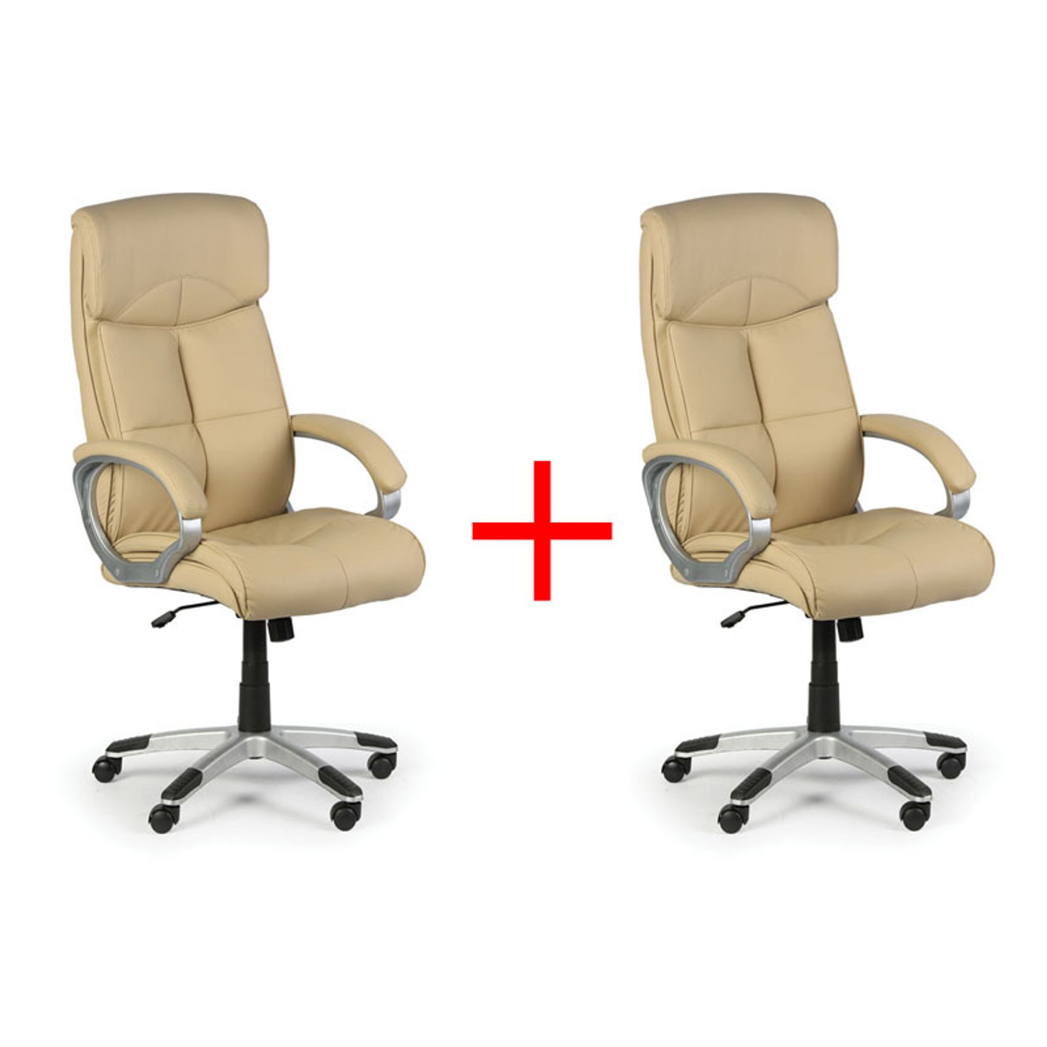 Skórzany fotel biurowy FOSTER 1+1 GRATIS, beżowy